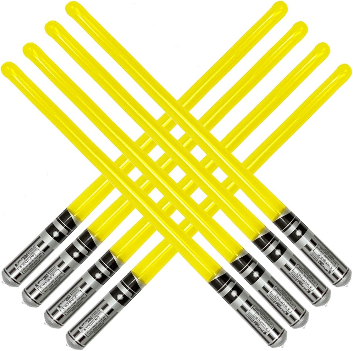 Pack of 8 Inflatable Light Saber Sword Toys - 8 Yellow Lightsabers - Great for Star Wars Parties and Favors, LARP, Halloween Costume, give Away, Christmas Stocking Stuffer