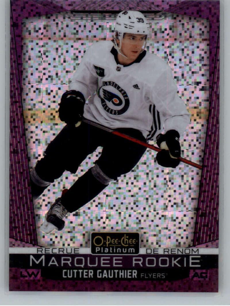 2024-25 O-Pee-Chee 2024-25 OPC Platinum Previews Violet PIxels #P-CG Cutter Gauthier Philadelphia Flyers RC Rookie Card Official NHL Hockey Card in Raw (NM or Better) Condition