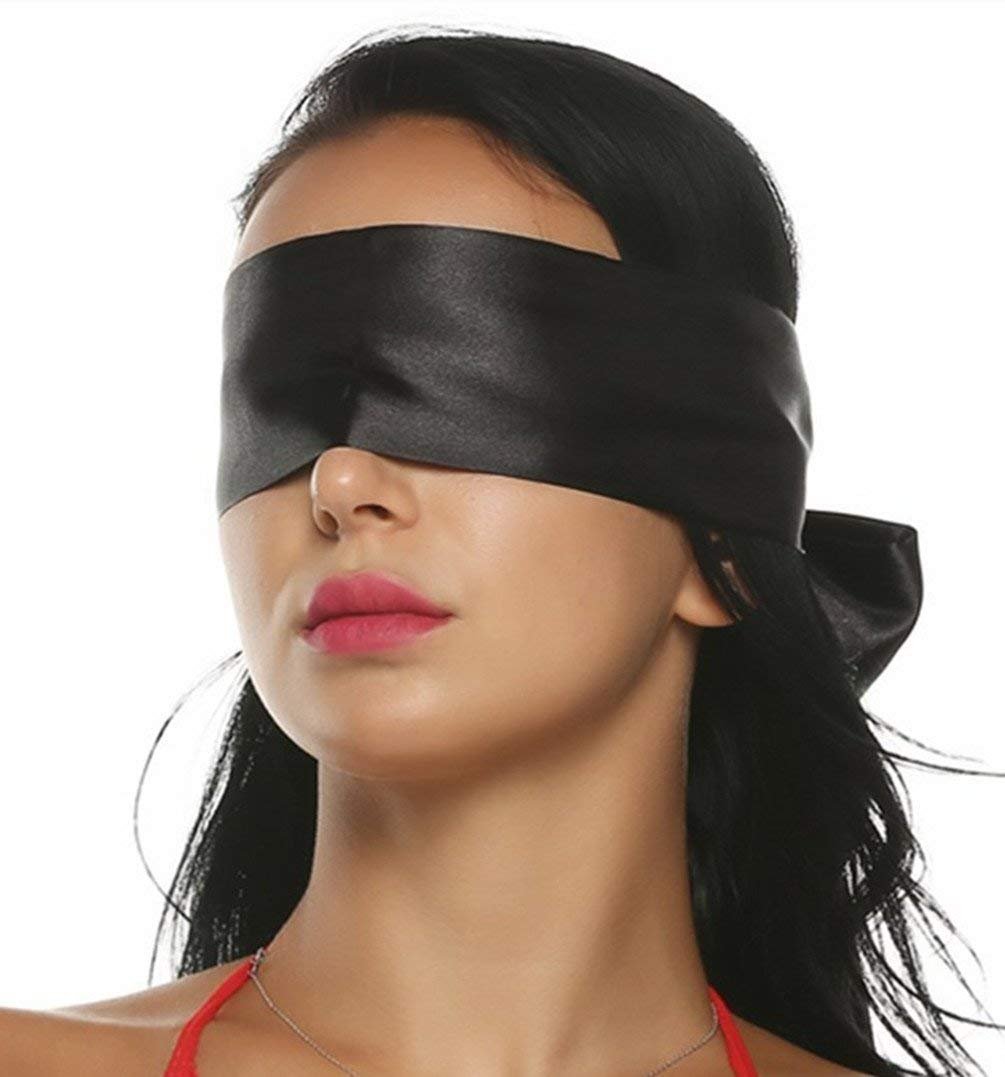 SM spielsatin occhio maschera maschera benda per gli occhi BDSM Feticcio Bondage Sex Toys per coppie nero