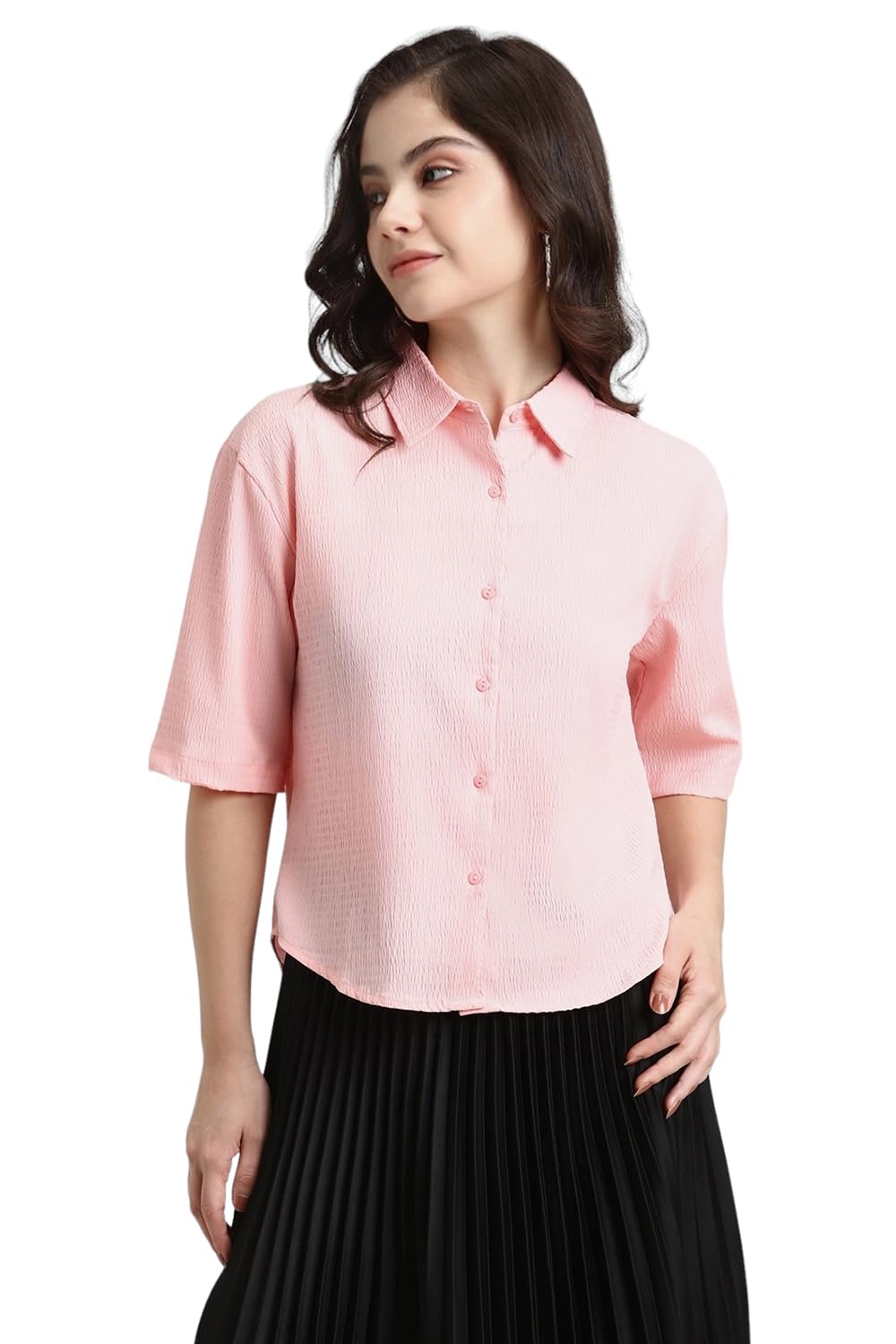 forever 21 Women's Solid Regular Fit Shirt (FWA23CDRF0079_Pink-picture-39