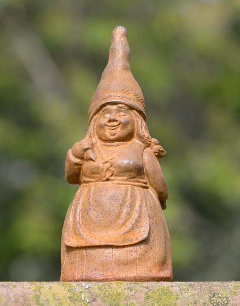Black Country Metal Works Rustic Cast Iron 'Lady Gnome' Garden Sculpture