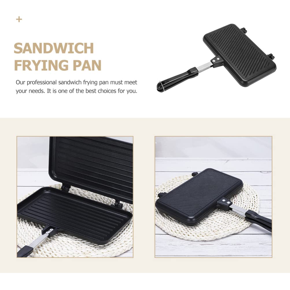 Sartén antiadherente de doble cara para hacer sándwiches de aluminio para desayunar, queso a la parrilla y cocinar en fogatas 3