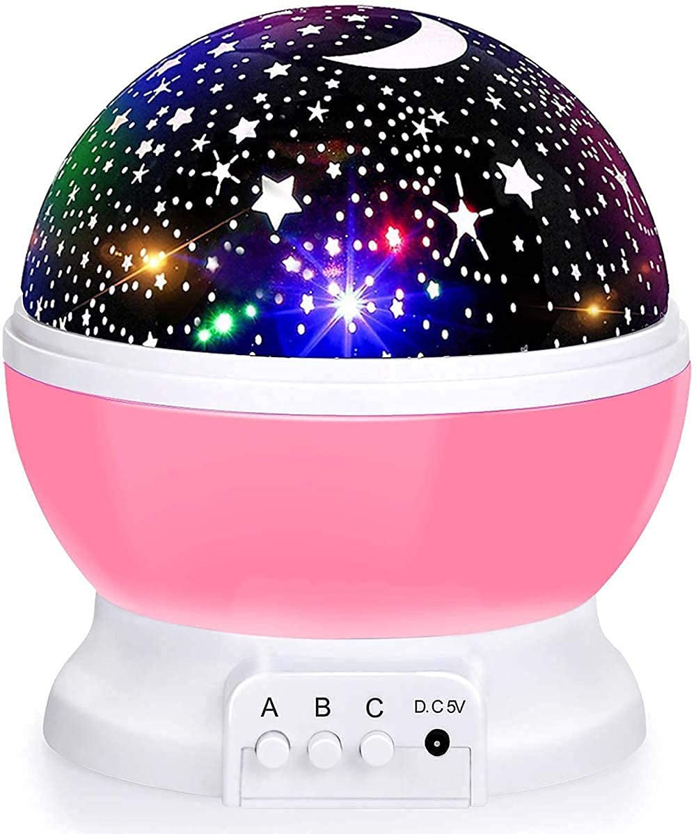 Haribon Master Rotating 360 Degree Moon Night Light Lamp Projector with Colors and USB Cable,Lamp for Kids Room Night Bulb (Multi Color,Pack of 1, Plastic)
