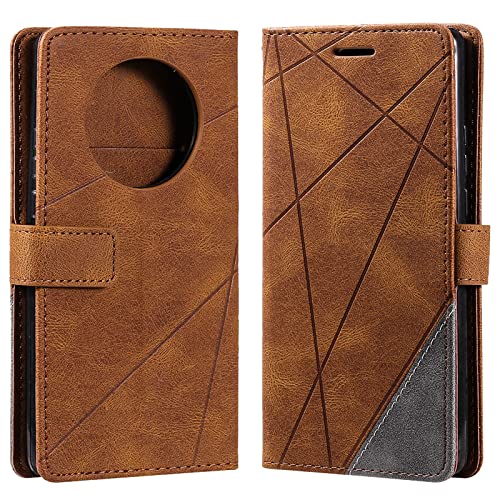 Vankii Kompatibel mit Huawei Mate 40 Pro Hülle, Flip Wallet Handyhülle PU Leder Brieftasche Tasche Hülle Stoßfeste Schutzhülle [Kartenschlitzen] [Magnetverschluss] [Standfunktion] (Braun)