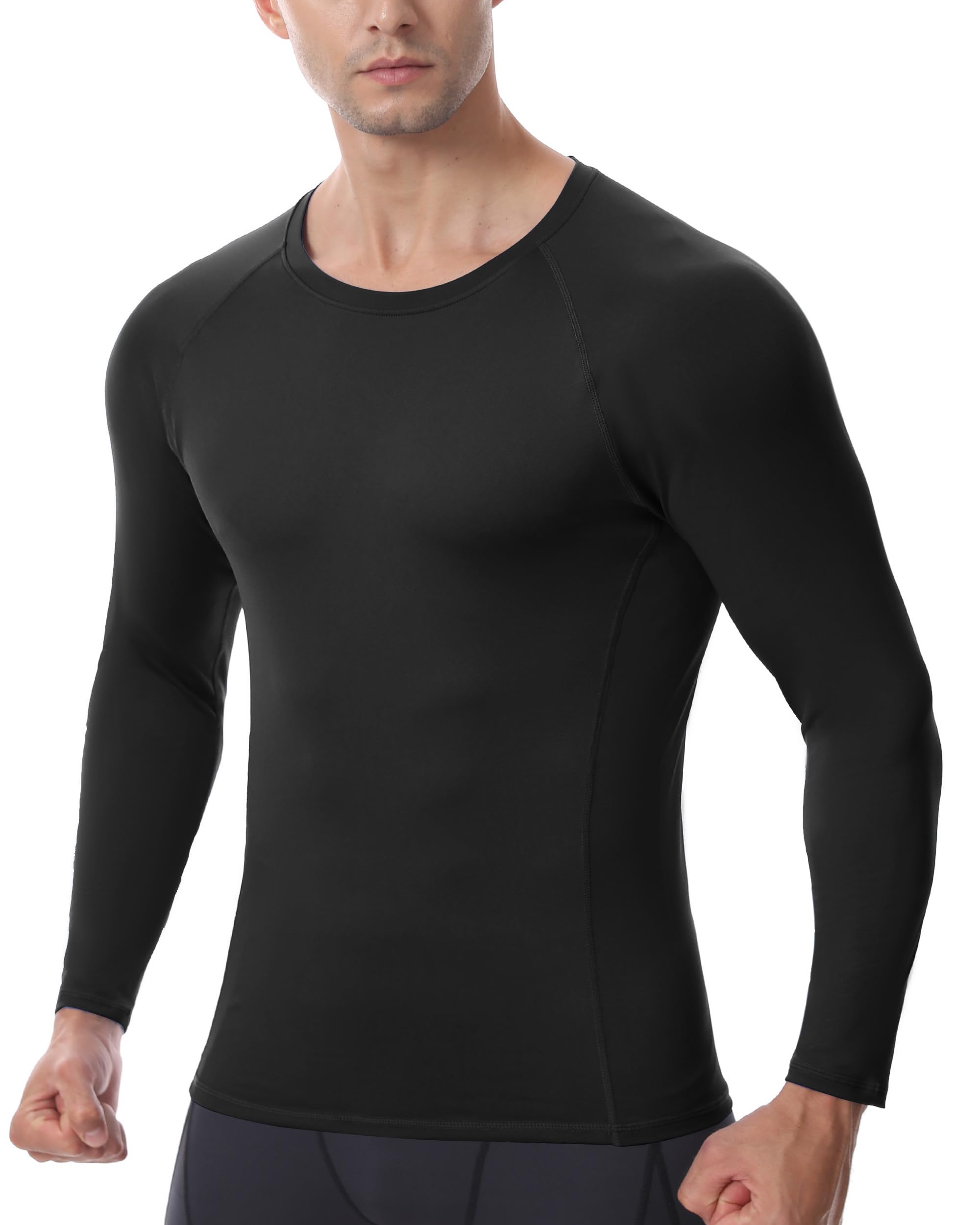 Maglia a compressione da uomo a maniche lunghe, ad asciugatura rapida, per atletica, per calcio, corsa, allenamento
