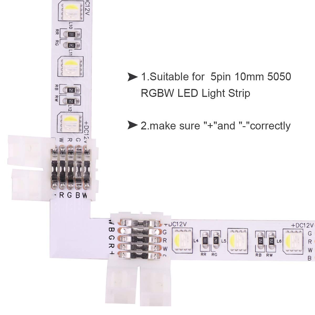 RUNCCI-YUN Connettori Striscia Led, Connettore 4pin Led 5050,Connettori Per Led Strip 10mm, Per 5050 Rgb Connettori Led