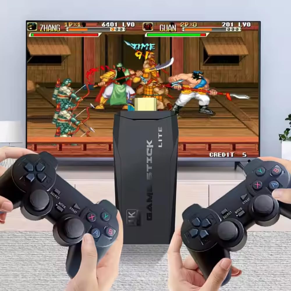Maizic Smarthome Wireless Retro Game Console Stick - 64GB Plug & Play Nostalgia Stick with 10,000+ Classic Games, 9 Emulators, 4K HDMI Output, 2 Wireless Controllers, Retro Drive Video Gaming System 4