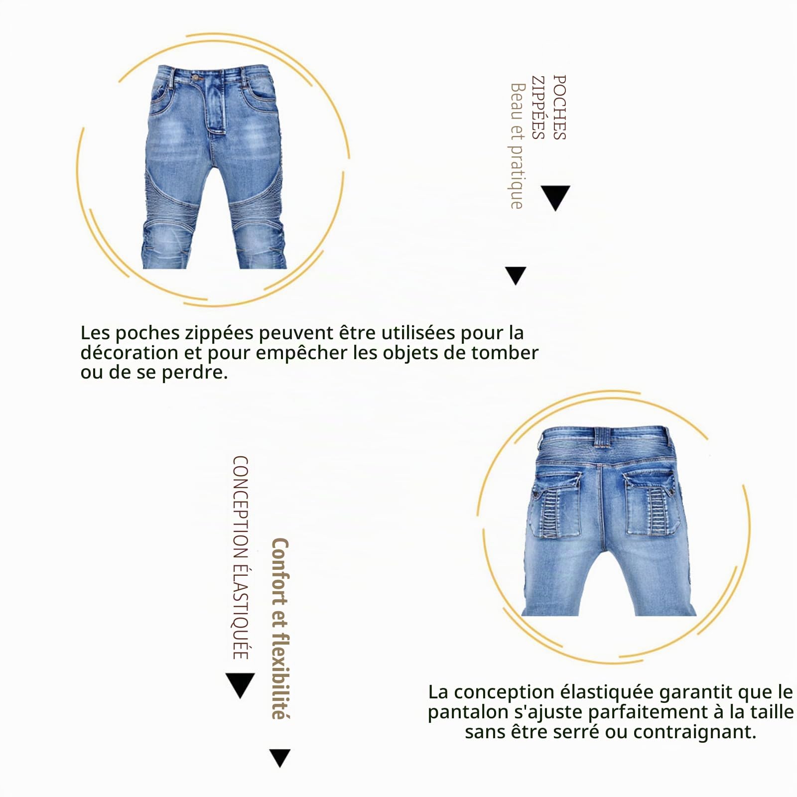 Pantalon Moto Homme, Jean Moto Stretch Confort, Style Urbain