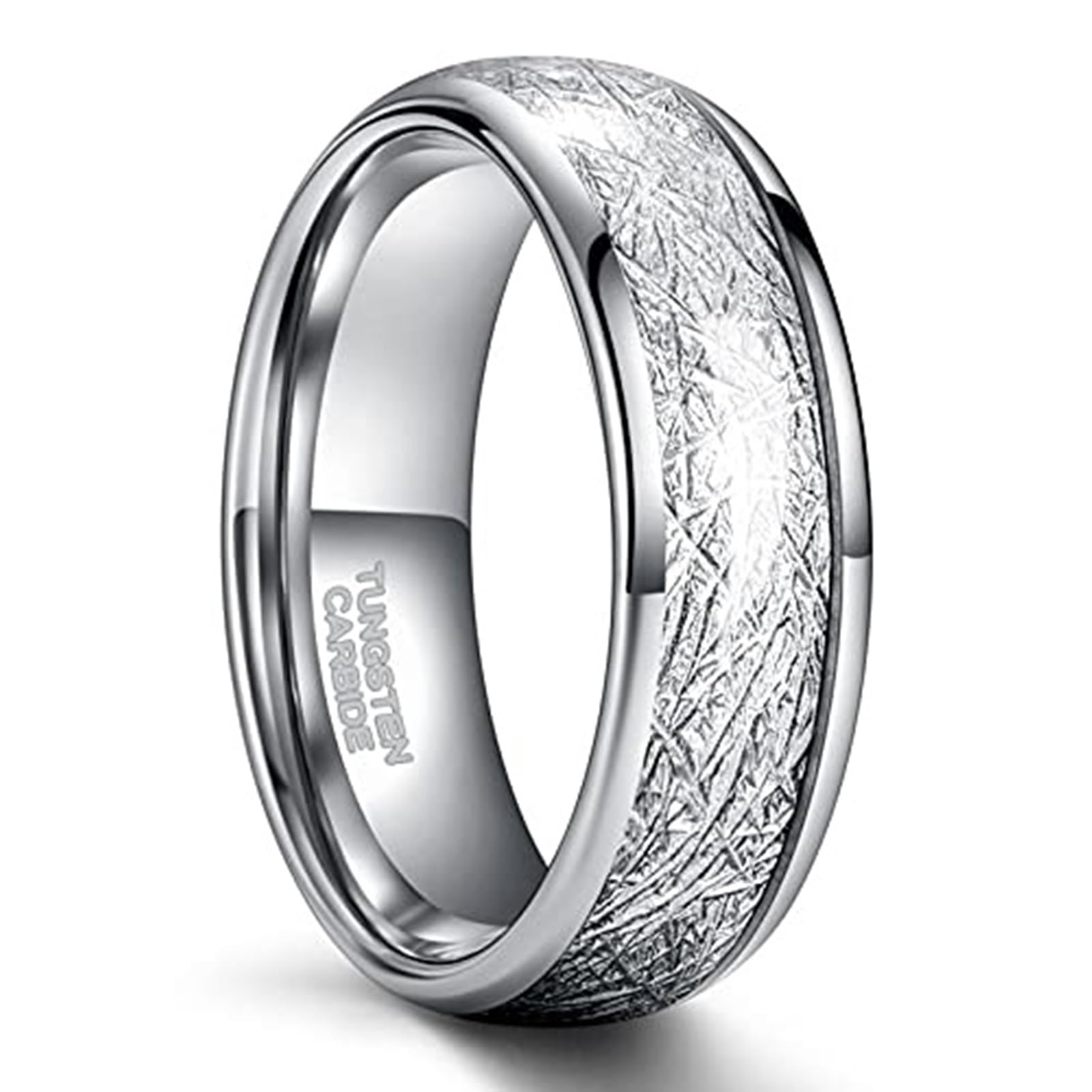 Anneaux Femme Homme Tungstène, Alliance Femme Homme Bague Anneau de Mariage Fiançailles Simple de 4MM-8MM Large Incrusté Imitation Météorite