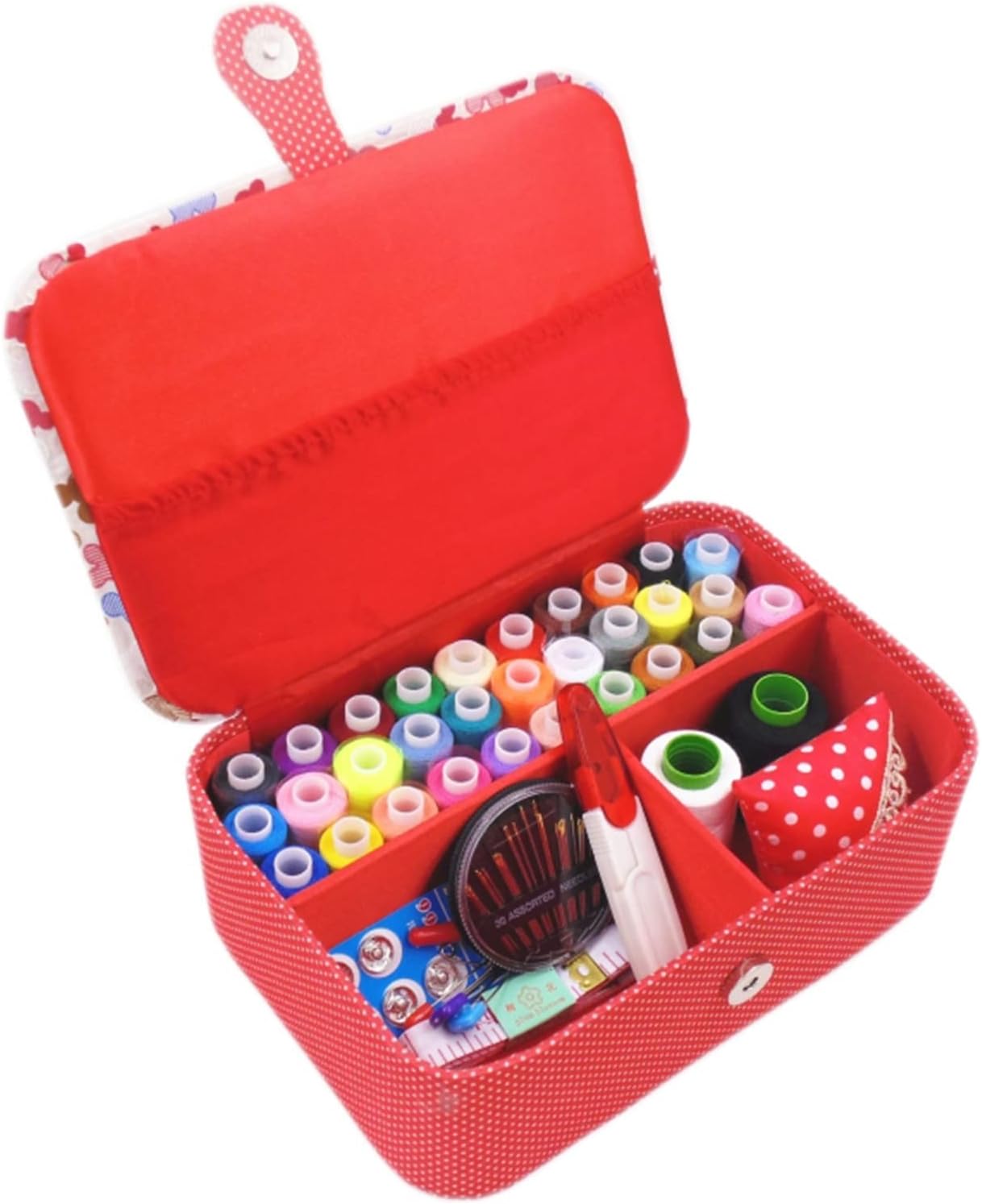 Classic Fabric Design Sewing Basket with Sewing，Large Sewing Box Organizer with Accessories Sewing Basket with Supplies ， Portable Sewing Kit Set XBAOMING (Color : Blue, Size : 24x16x8cm)