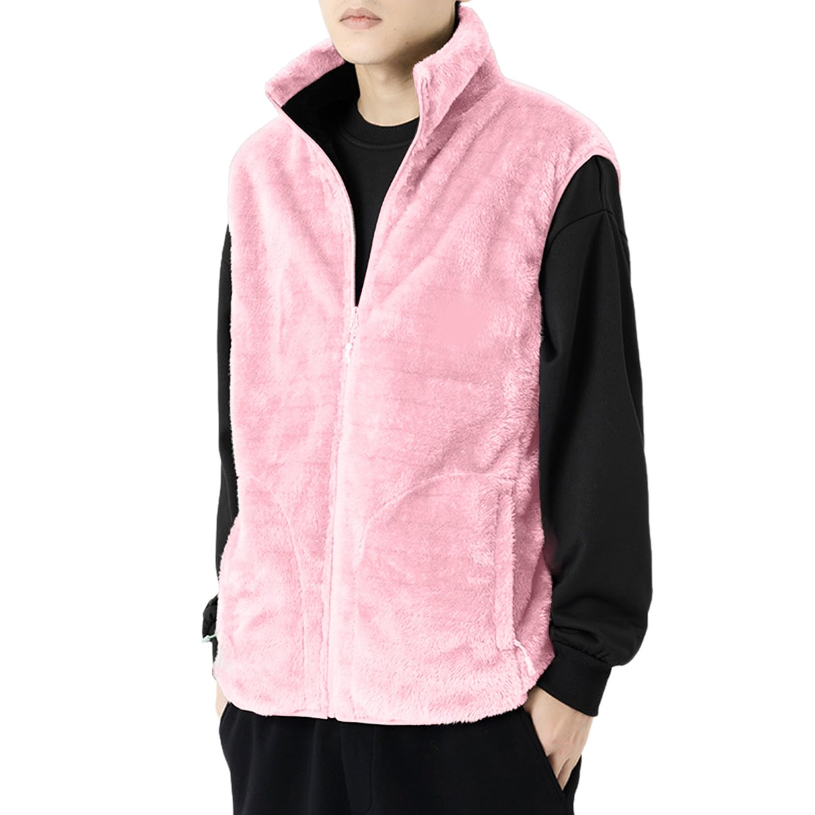 SRZYMJ Weste Herren Weste Herren Outdoor Wasserdichte Softshell Ärmellose Jacke Bodywarmer Fleece Weste Full Zipp Softshellweste Rosa XL Weihnachts Sweatshirt Damen Weihnachts Halloween Kostüm Herren