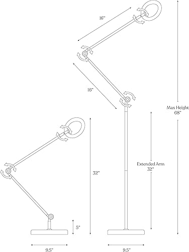 Miniatura 5 de Brightech Sage - Lámpara de pie y mesa LED 2 en 1 para manualidades, lámpara de lectura de pie ajustable sobre silla, para sala de estar y oficina,