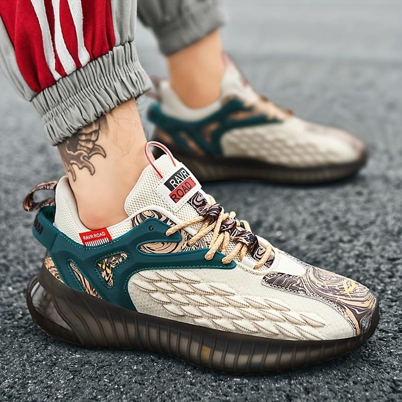 Large Size Fashion Creative Art Running Shoes, Low top mesh Night Running Shoes, Men's Breathable mesh Casual Shoes4