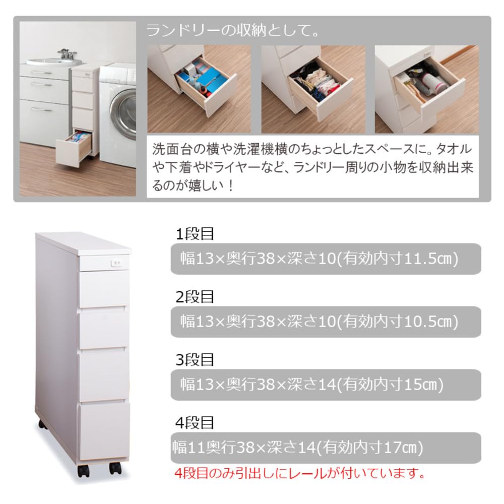 隙間 すきま収納 ホワイトチェスト（幅20.5）ランドリー ランドリー