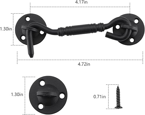 Miniatura 7 de HOME MASTER HARDWARE Gancho y pestillo para puerta de granero de 4 pulgadas, accesorios de bloqueo de gancho de privacidad a prueba de óxido,