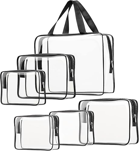 6 bolsas de cosméticos transparentes, aprobadas por la TSA, juego de bolsas de aseo transparentes para viajes, playa, bolsa de organización de