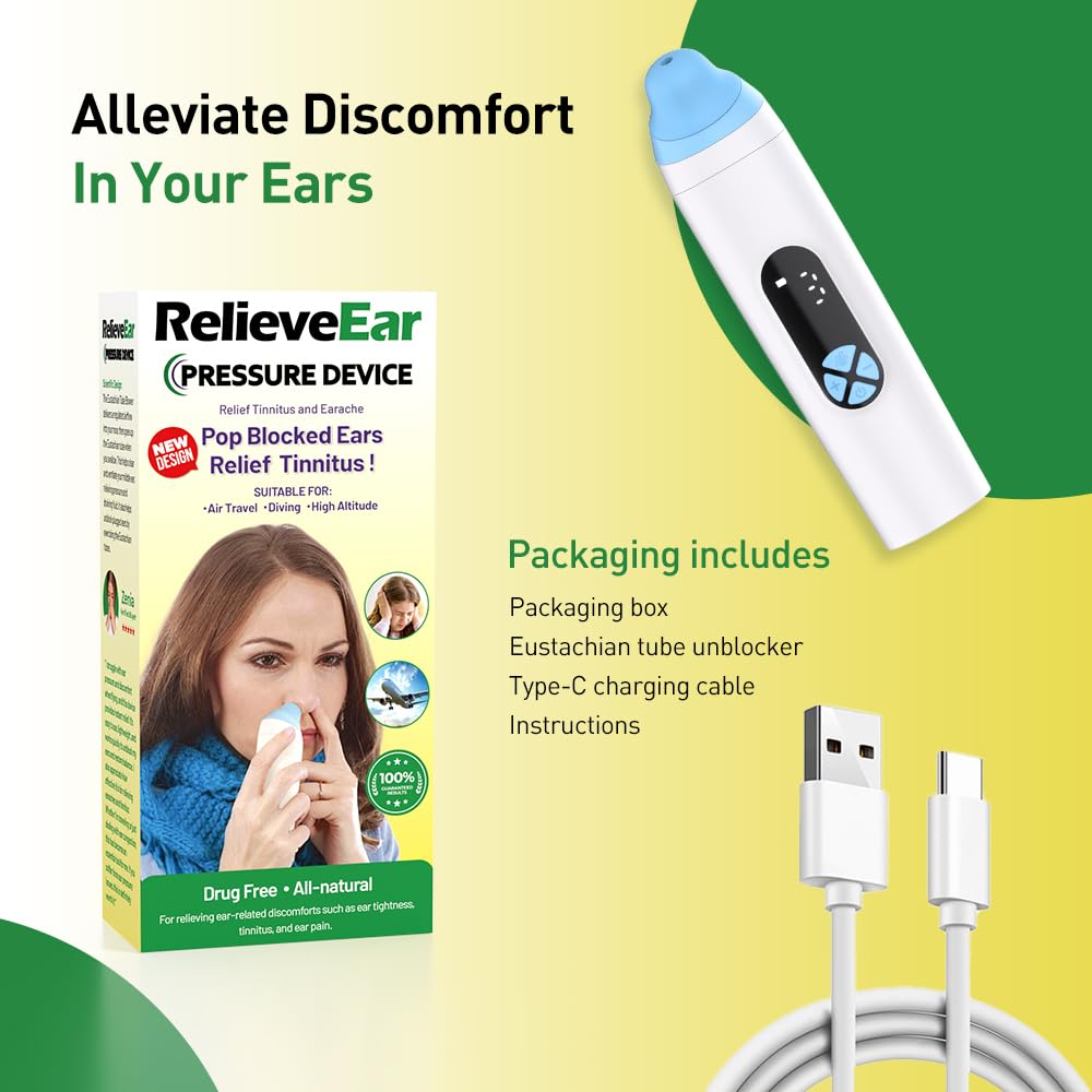 Eustachian Ear Pressure Balancer, Tinnitus Relief for Ringing Ears | Air, Dive and Altitude Use | Safe Ear Relief | White — Amazon image 5
