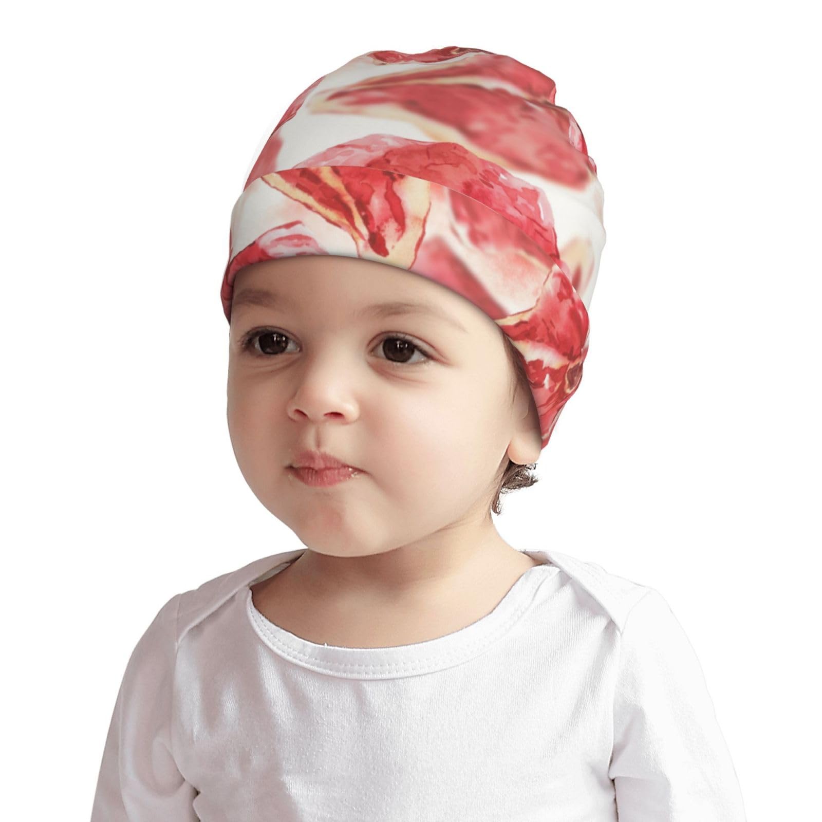 Delicious Steak Pattern Kids Beanie Hats Warm Knit Beanie Cap Skull Caps Gifts Decor for Boys Girls White