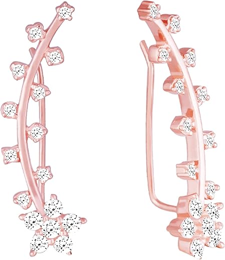 GIVA 925 Silver Rose Gold Floral Branch Ear Cuffs | Gifts for Girlfriend, Gifts for Women and Girls |With Certificate of Authenticity and 925 Stamp…