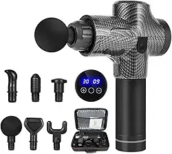 BAAD Massagem massageador pistola Pistola Massageadora Muscular Profissional Fisioterapia Massageador com 30 ajustes de intensidade e 6 cabeças de massagem 220V EU Plug