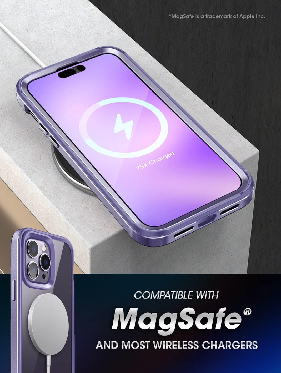SUPCASE for iPhone 14 Pro Max Case with Screen Protector (Unicorn Beetle Edge Mag), [Compatible with MagSafe] Slim Frame Clear Shockproof Protective Magnetic Phone Case for iPhone 14 Pro Max, Mauve