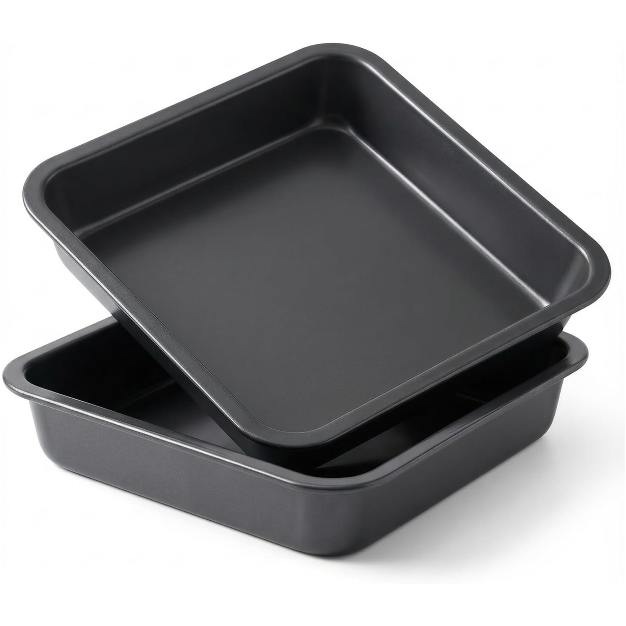 Tsawntd Square Baking Pan, 2 Pack Non-stick Brownie Pans, Thickened Food-grade Carbon Steel Cake Pans For Brownies, Cakes & Breads, Black, 8.66x8.66 Inch Brownie Cake Pan