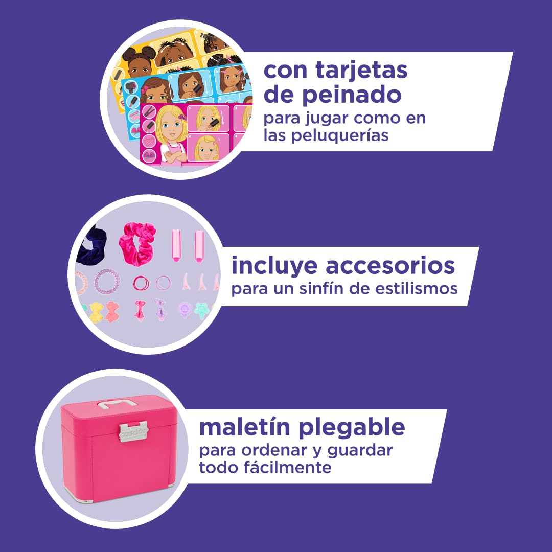Casdon Ultimate Styling Case - Maletín Plegable con Accesorios para el Pelo, Espejo Luminoso, folleto de Peinados y Accesorios - Edad: 3+ años