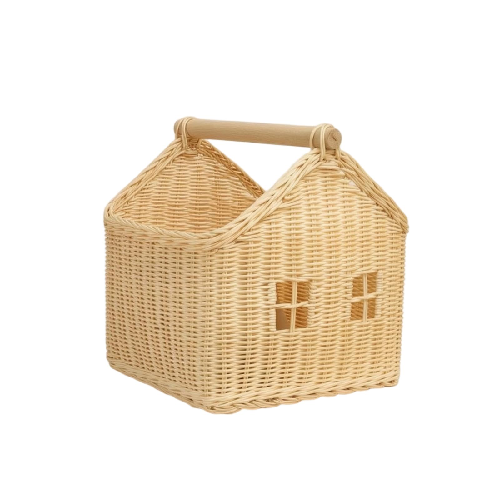 Almencla Cesta de Almacenamiento para Niños Cesta Organizadora Decorativo Contenedor Infantil Caja de Mimbre Tejido a Mano con Ventana Frontal y Techo a, Pequeño