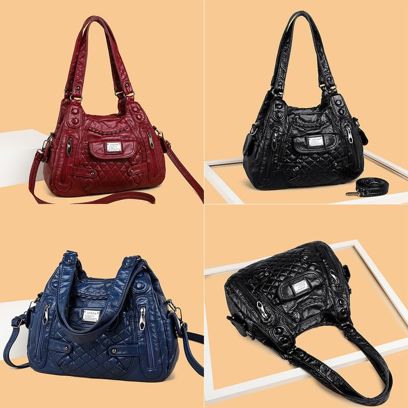 Borsa Bauletto da Donna in Pelle Sintetica Hobo Borse a spalla piccolo Borsa a mano con tracolla Sacchetto Donne Borse Manici Borsetta Nero