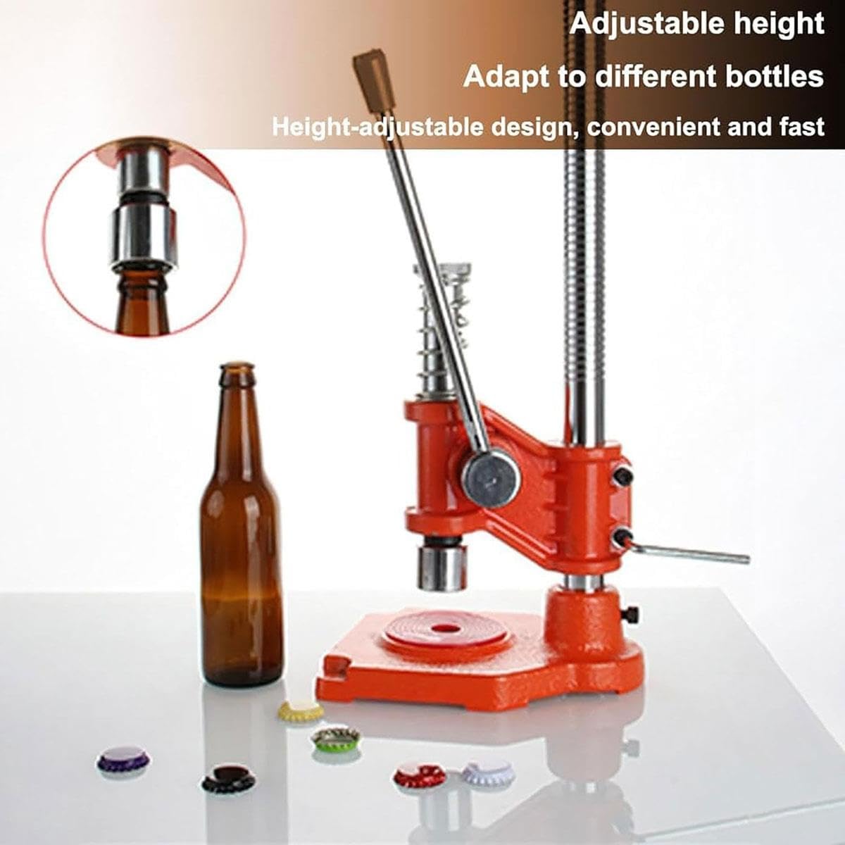 Tappatrice manuale bottiglie birra,regolabile in altezza for tappi 26 mm