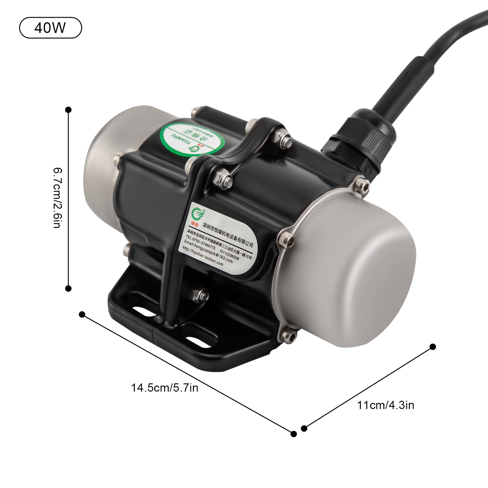 Motore a vibrazione, motore elettrico a vibrazione ad alta frequenza, motore a vibrazione, 3000 giri/min, 220 V, per carbone minerario, 40 W/50 W/60 W (40 W)