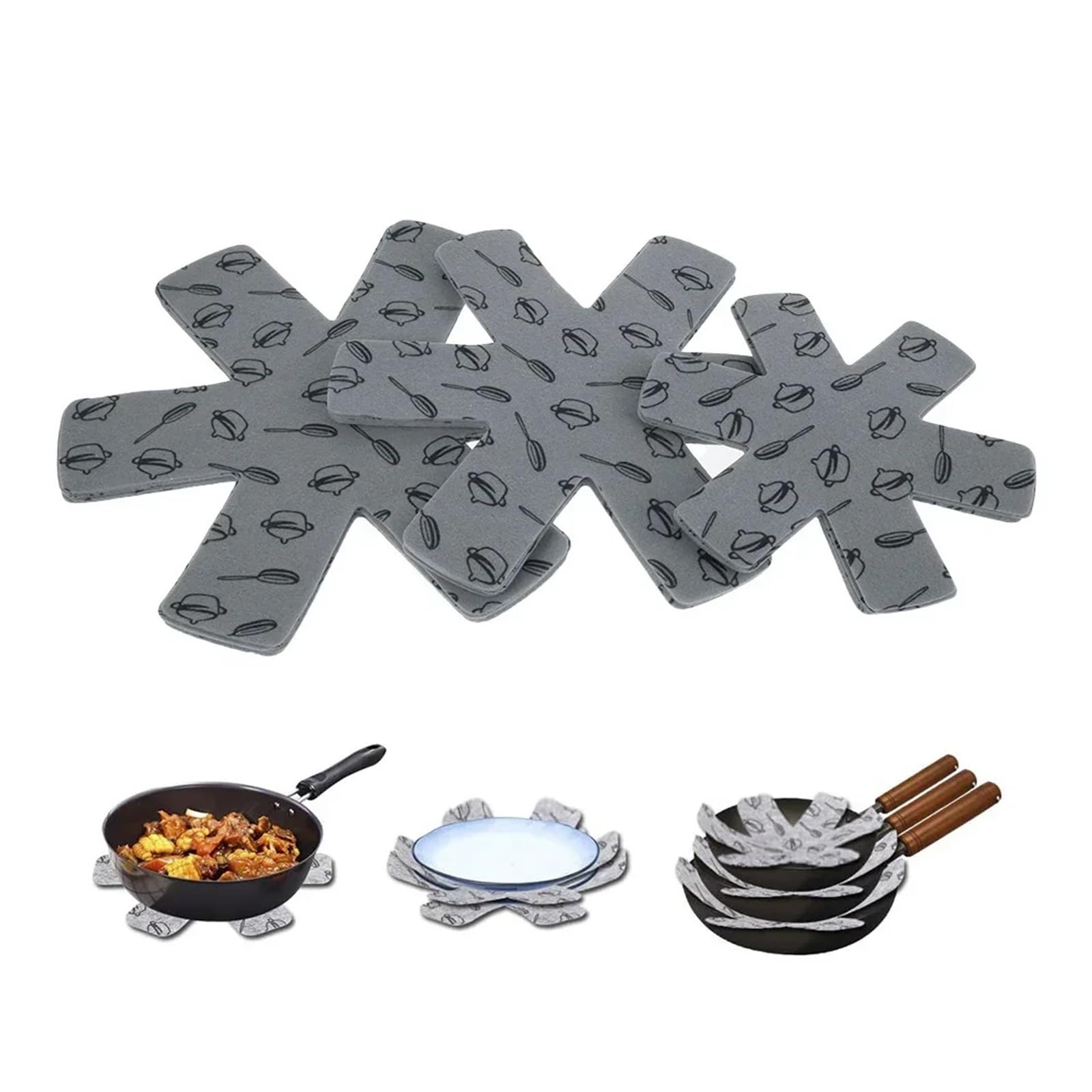 Protectores de ollas y sartenes Fieltro Separador de sartenes y ollas, almohadilla antideslizante, a prueba de arañazos, herramientas protectoras de utensilios de cocina, 15 Uds. For Apto ollas y sar