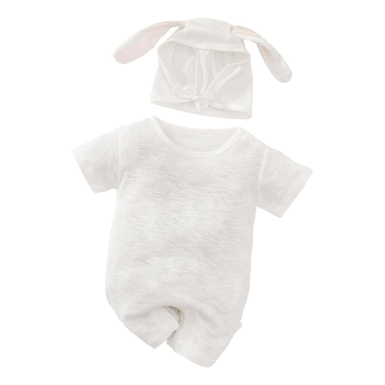 RELABTABY Newborn Baby Boy Girl Romper Cotton Cute Bunny Long Sleeves Zipper Hoodie Infant Bodysuits Jumpsuit Outwear