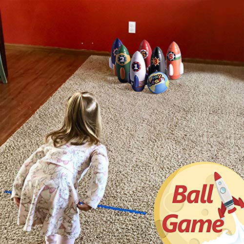 image for iPlay, iLearn Kids Rocket Bowling Set, Soft Indoor Play Game, Toddler 