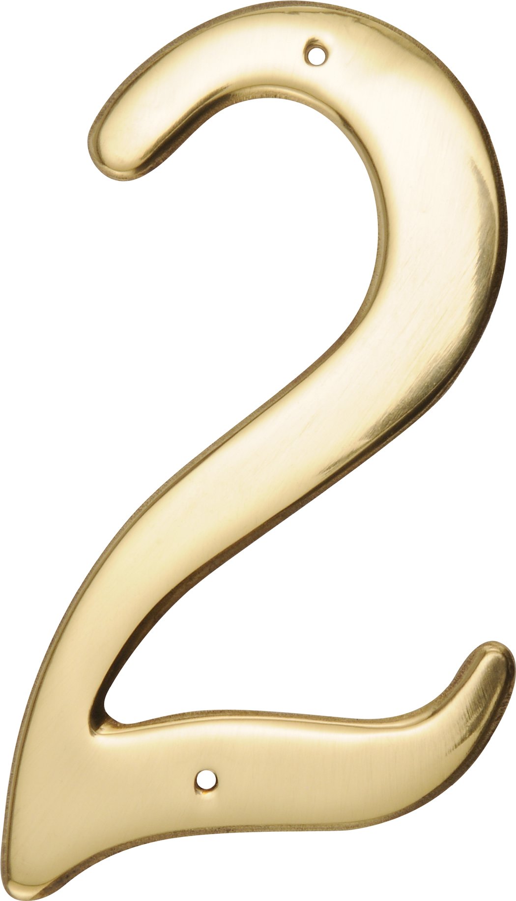 Hillman 847044 4-Inch Nail-On Traditional Solid Brass House Number 2