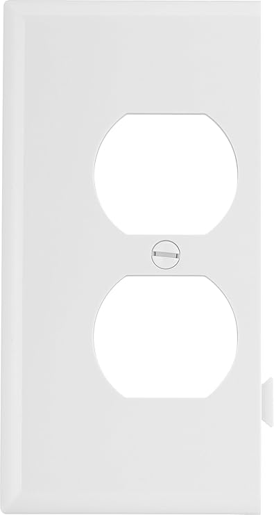 Wiring STE8W Polycarbonate 1-Gang Duplex Receptacle Sectional Mid Size Wall Plate, White