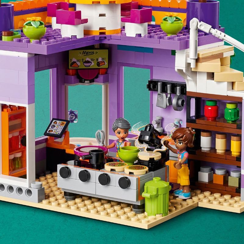 Image of LEGO 41747 Friends Heartlake City Collective Kitchen Toy with Home Accessories, 3 Mini Dolls Plus Churro the Cat Figurine, Combine with the Collective Center (41748)