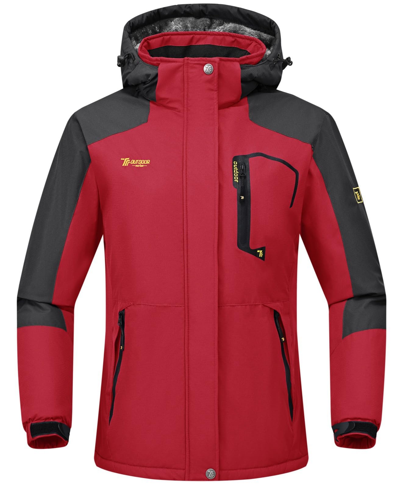Rdruko Skijacke Damen Warme Winterjacke Gefüttert Verdickt Softshelljacke Wasserdicht Snowboardjacke Atmungsaktiv mit Abtrennbarer Kapuze