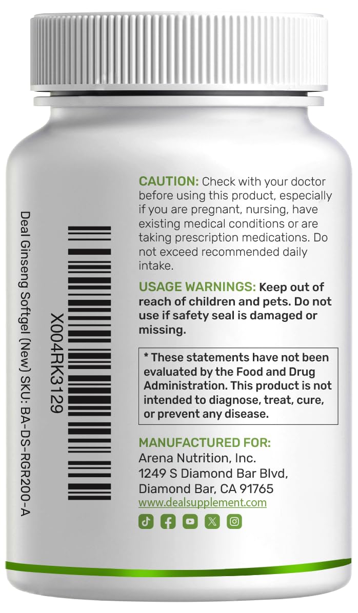 DEAL SUPPLEMENT Korean Red Panax Ginseng Root Extract, 240 Softgels — Amazon image 7