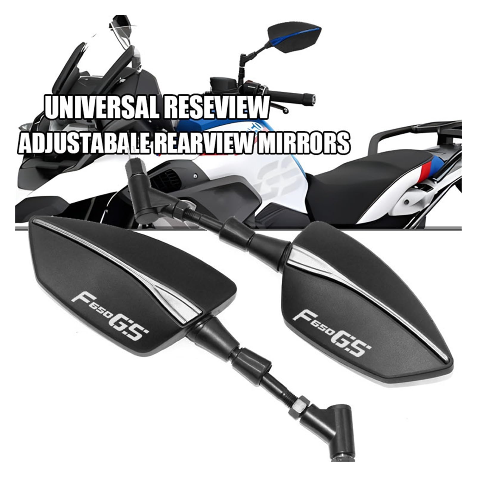 Rétroviseurs Latéraux Universels Pour Moto F650GS 2000-2007 - Réglables, Miroir Large, Fixation 8 Mm Ou 10 Mm