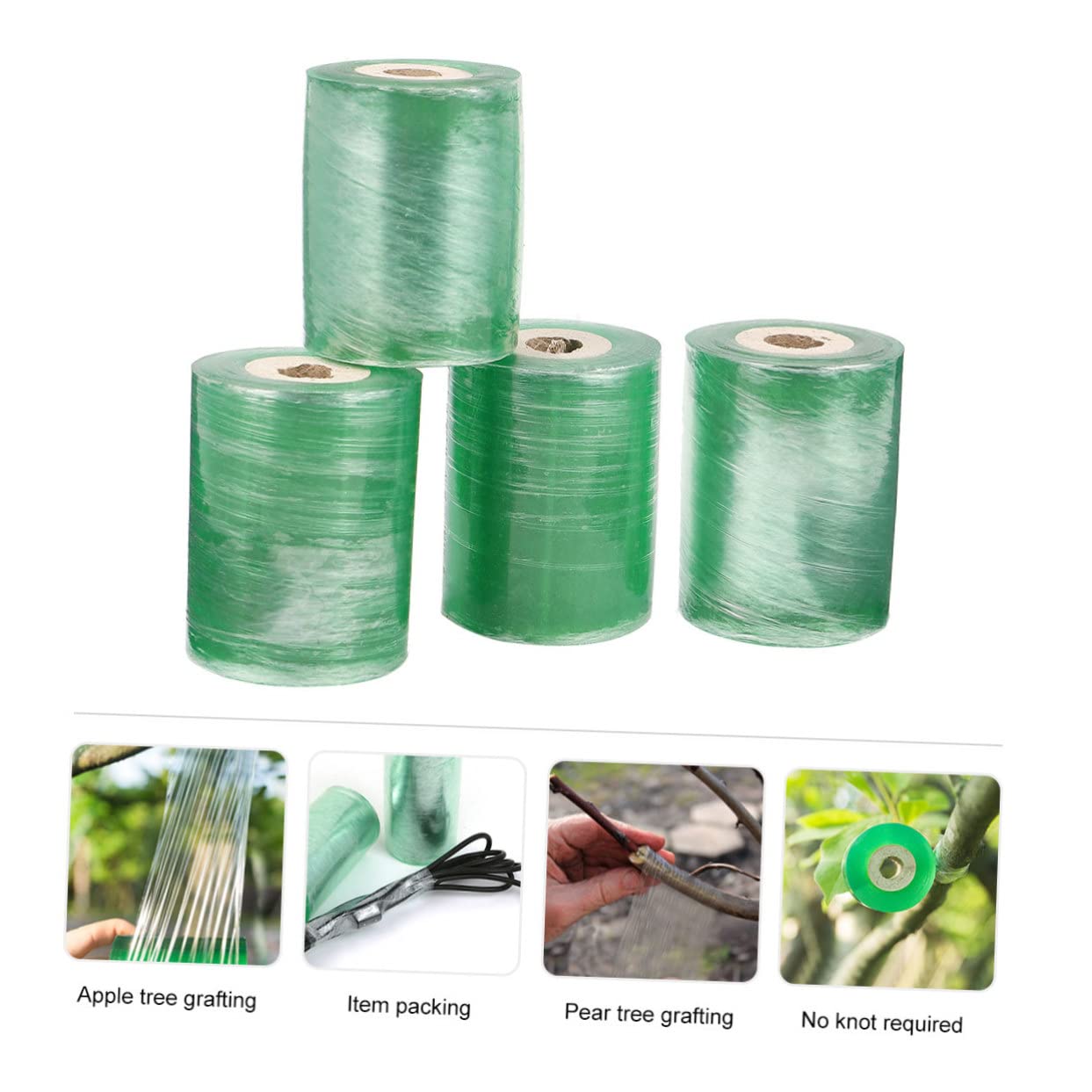 POPETPOP PVC Veredelungsband zum Veredeln 4 Rollen Grün Selbstklebend und Flexibel für Obstbäume und Pflanzen im Garten