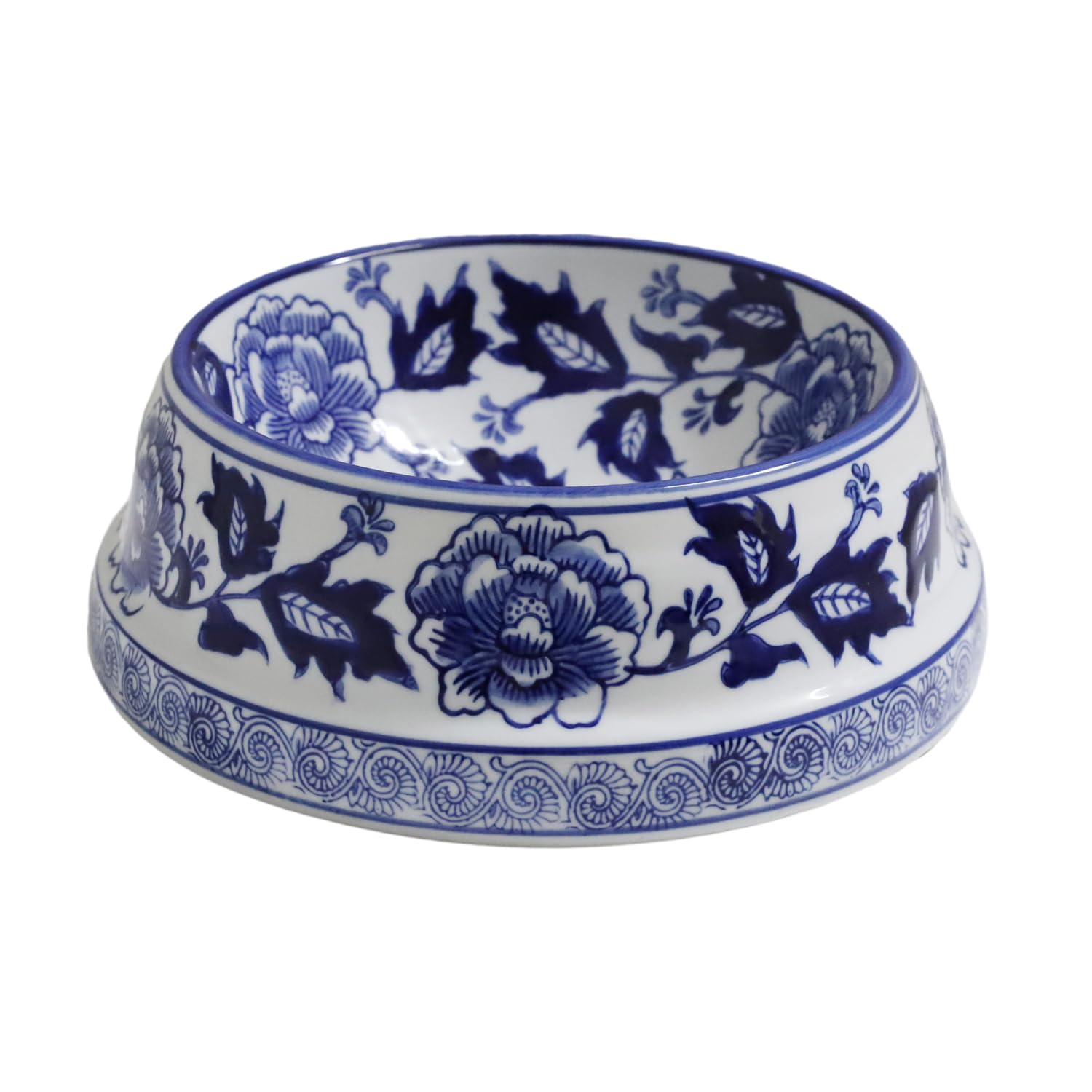 Aimusego Vintage Blue and White Chinoiserie Ceramic Cat Food Bowls Cat Bowls/Dishes for Food and Water,Dog Feeding Bowls, Dishwasher Safe 25OZ