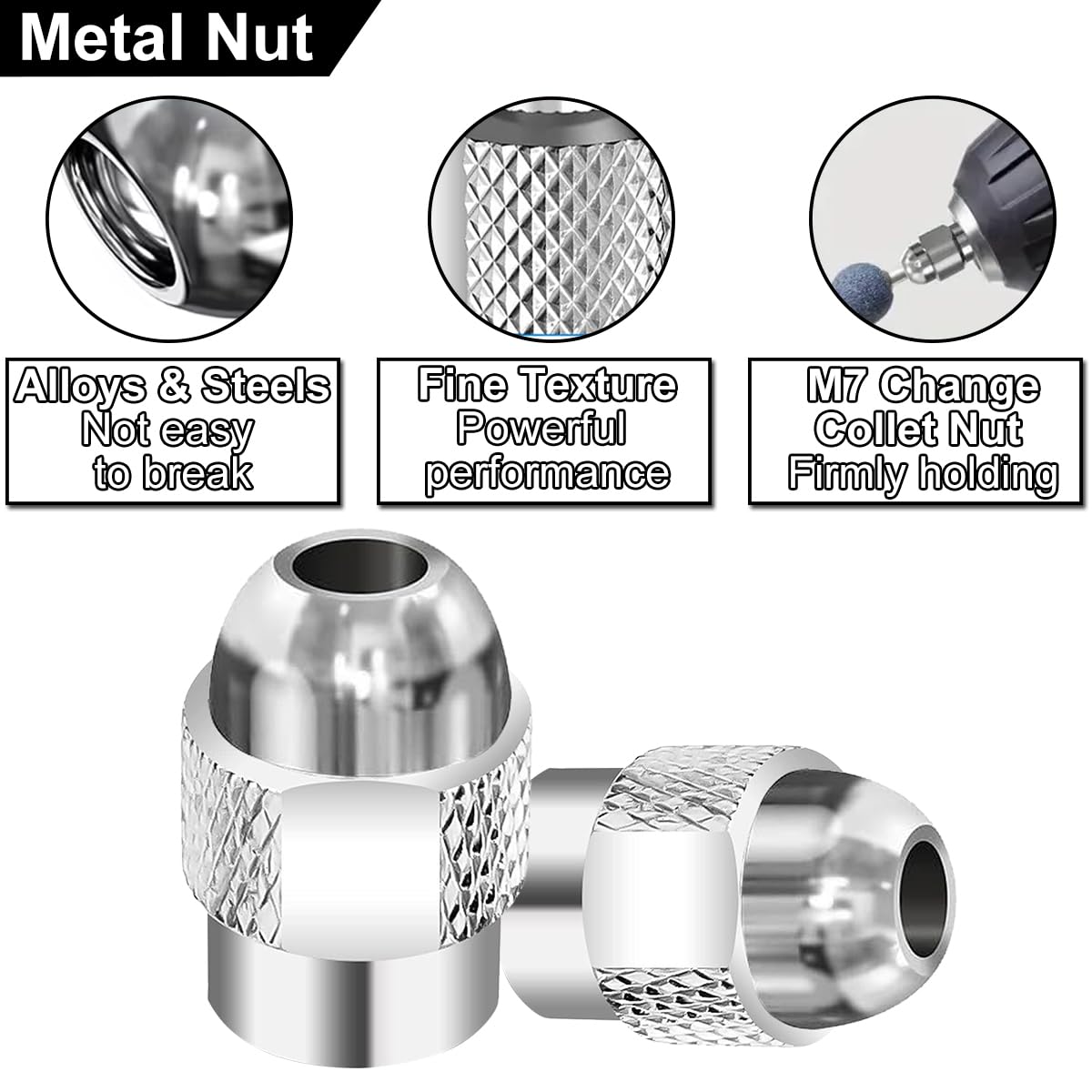 4486 Multi Chuck Set Akcesoria, uchwyt wiertarski M7, mosiężne tuleje wiertarskie 0,8-3,2 mm, metalowa nakrętka 4485, bezkluczykowy uchwyt do szybkiej wymiany, narzędzie obrotowe do Dremel
