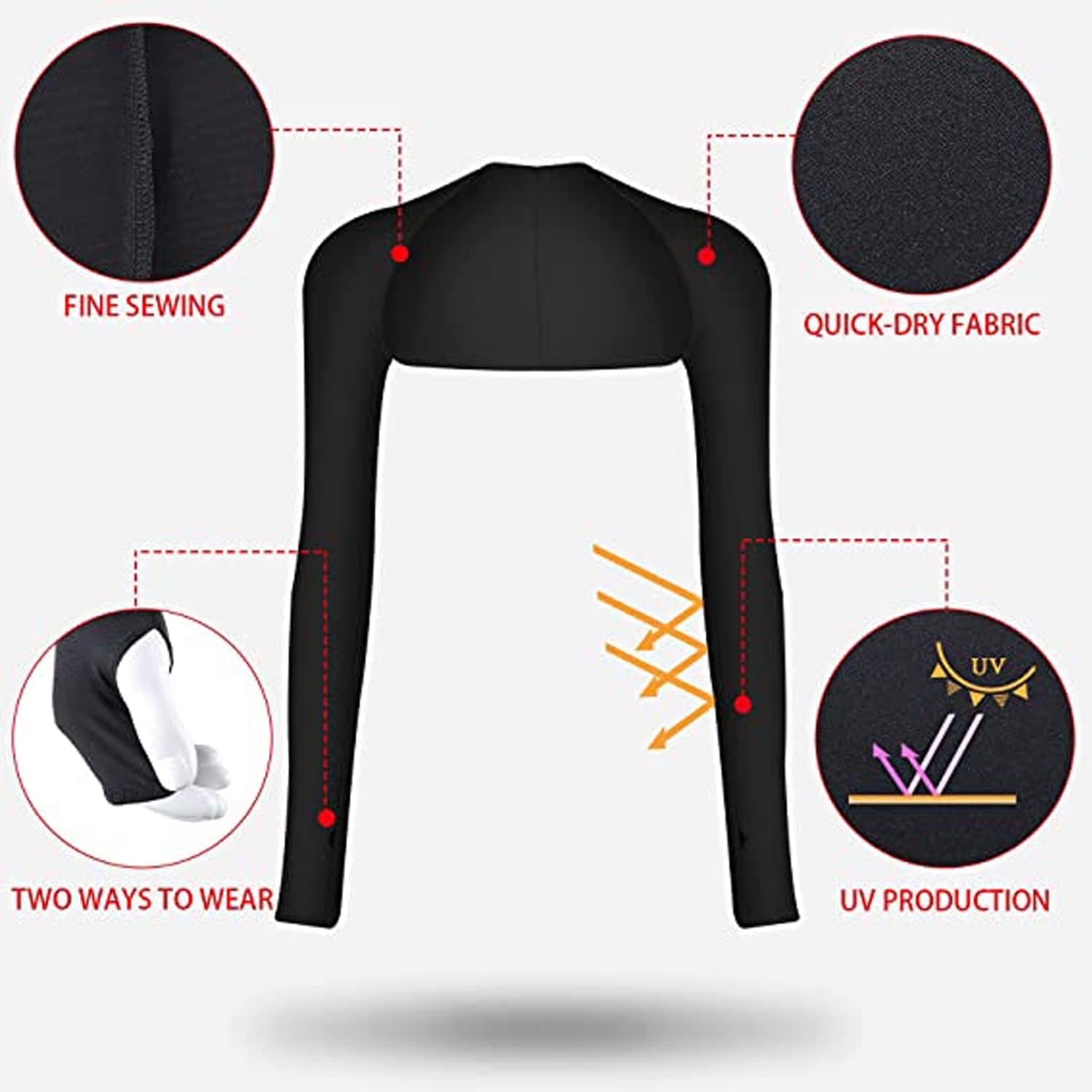 Schutz Bolero Sommer, Armmanschette Kühlschal mit Fingerloch, Atmungsaktiv Armstulpen Eisseide, Flexibel Sonnenschutz Kleidung Damen für Sommer Radfahren Läuft Outdoor Aktivitäten