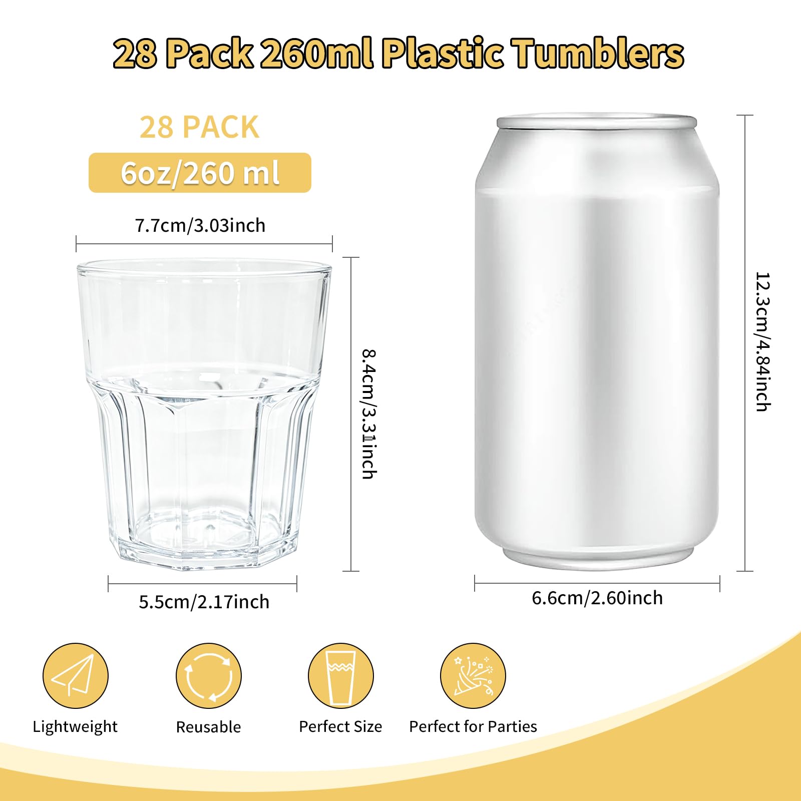 Wiederverwendbare Kunststoffbecher, 260 ml, bruchsichere
