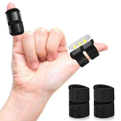 2 férulas pequeñas para dedo del pulgar, estabilizador de meñique para dedo gatillo, dedo de mazo, dedo roto, enderezamiento, dolor de artritis,