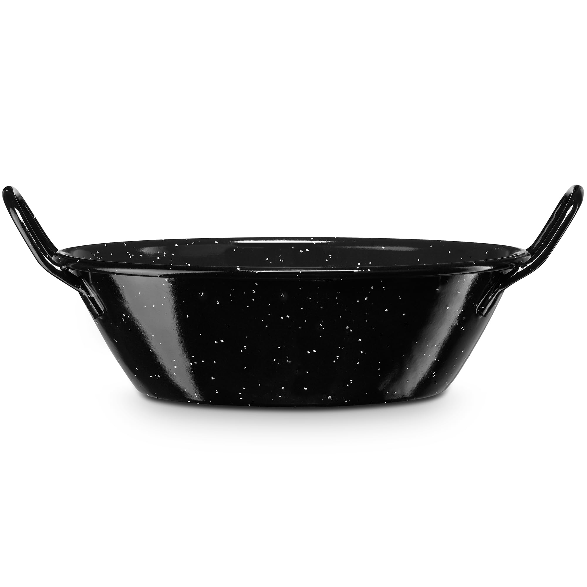 briebe Paellera Esmaltada Honda Inducción 14 cm, Acero Esmaltado, Cazuela 0,4 L, Apta para Vitrocerámica, Fuego, Gas, Horno, Levante Negro Jaspeado