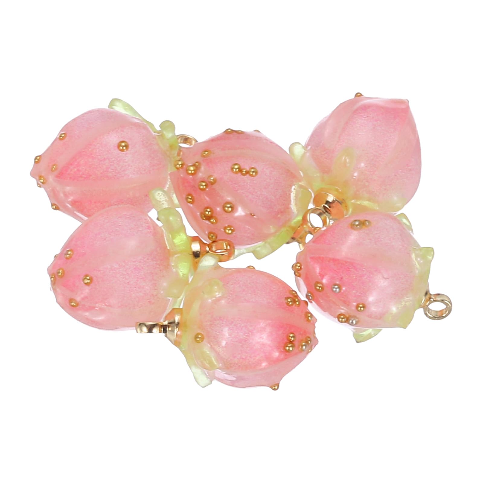PATIKIL 0.6x0.4 Flower Beads, 6Pcs Acrylic Flower Buds Beads Mini Rose Charm for Bracelets Earrings, Necklaces