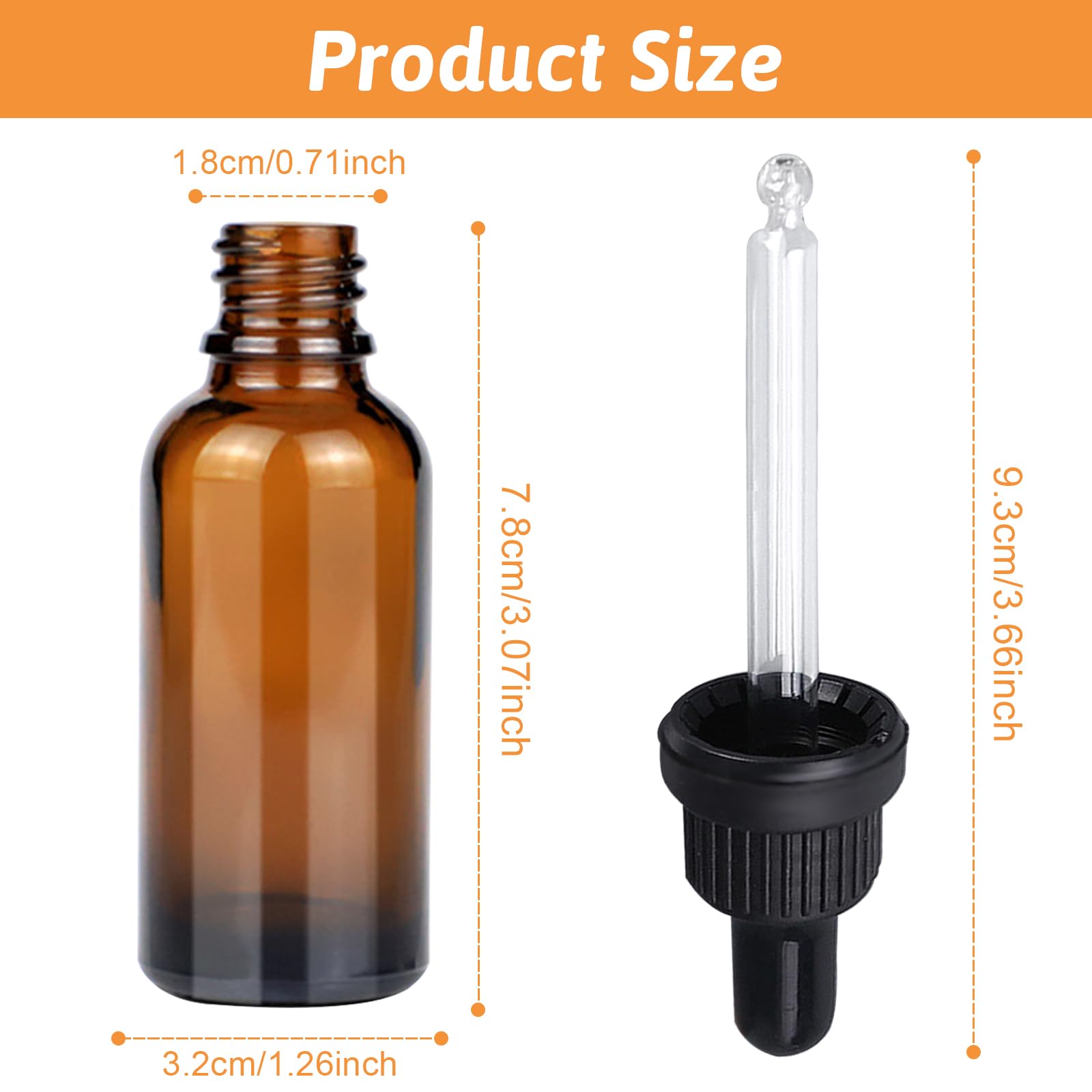 Kit 11 Pezzi Bottiglie Contagocce Vetro Ambrato - Flaconi 30ml Per Oli Essenziali E Aromaterapia - Foto 4