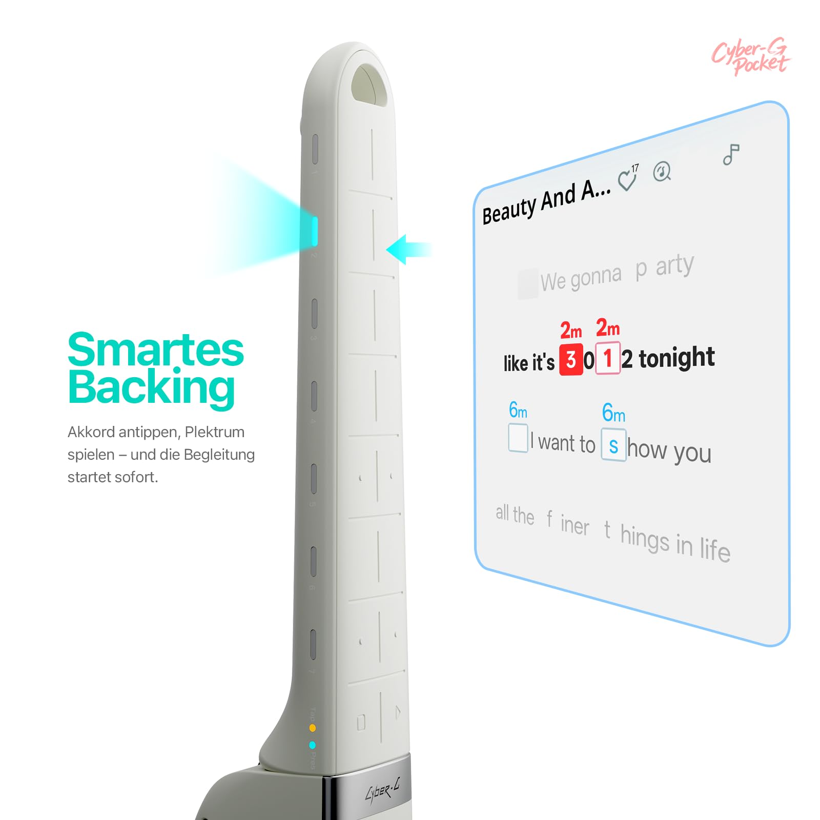 Enya Cyber-G Pocket Smart Gitarre, Tragbares Lerninstrument inkl. App | 0,8 kg leicht, interaktive Musikfunktionen, kreative Sounds, ideal für Anfänger, Kinder und Erwachsene zum Lernen und Spielen